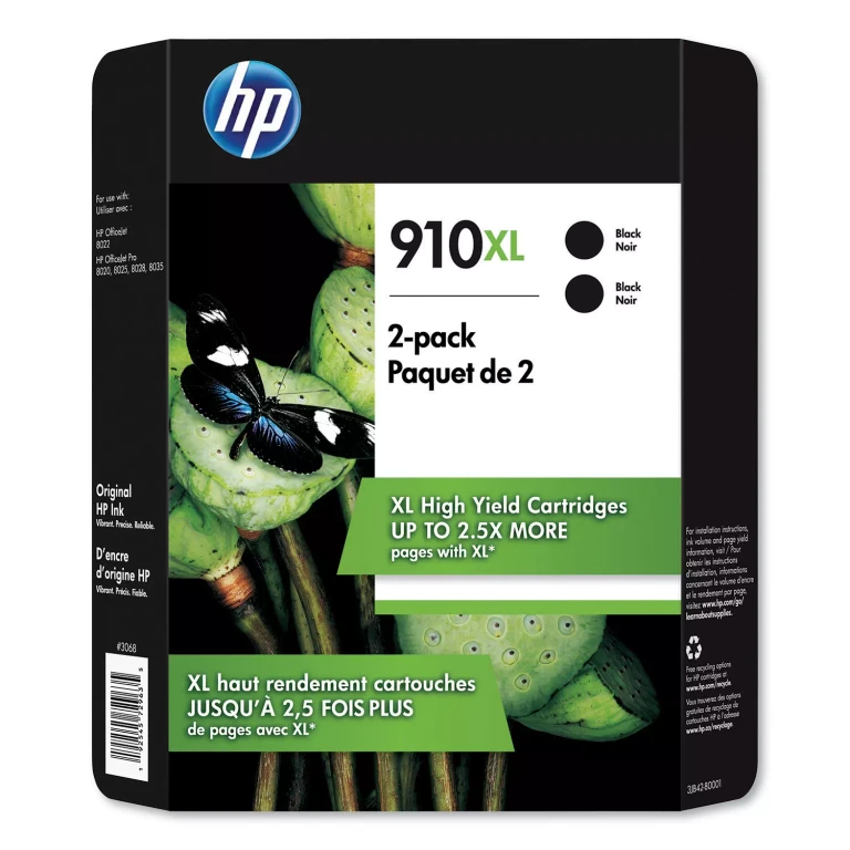 910XL, High Yield Black Original Ink Cartridge, 2 Pack