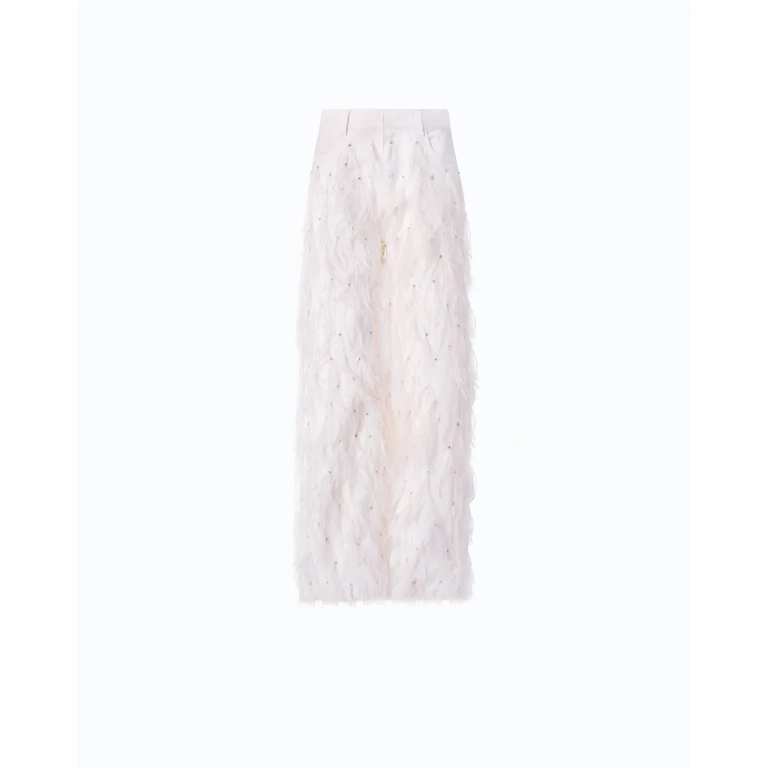 Pantalon wide leg à plumes et strass - 25
