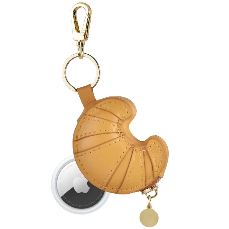 Croissant Leather Bag Charm for Airtag