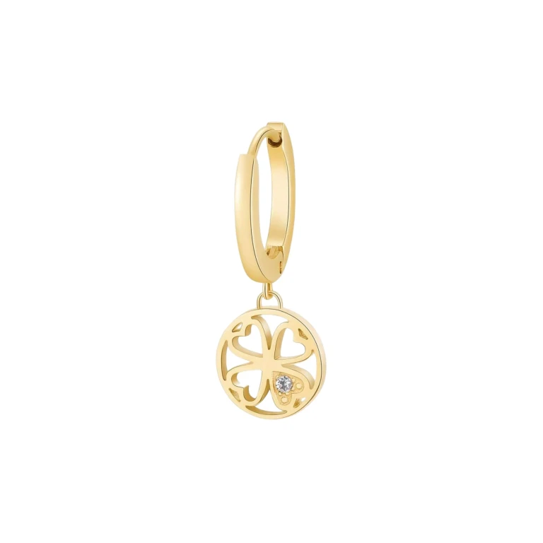 Single earrings IN gold plating for luck chakra BHKE002