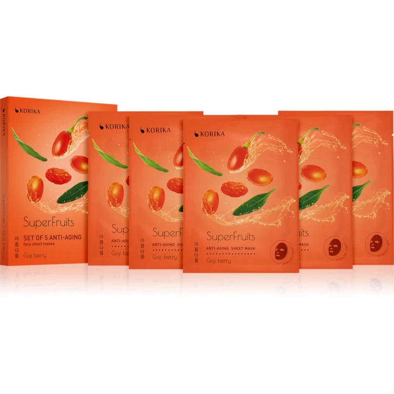 SuperFruits Goji Berry - Set of 5 Anti-Aging Face Sheet Masks with Rejuvenating Effect 5×25 g