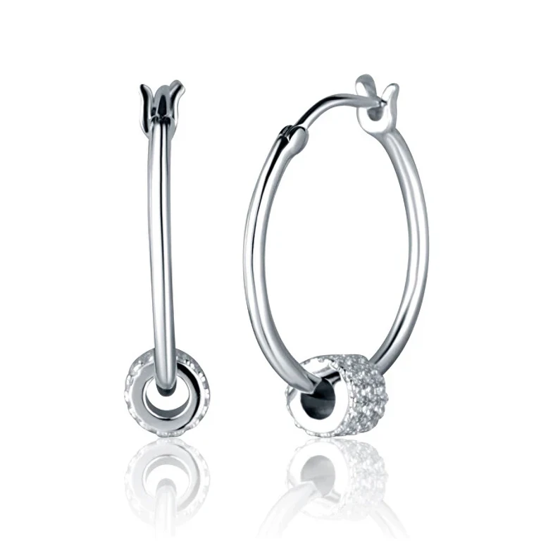 Silver Hoop Earrings Combined 2 In 1 Svle2464Xk3Bi00