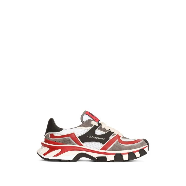DOLCE & GABBANA DG Country Road Calfskin and Mesh Trainers with Logo (CS2463A099689697)