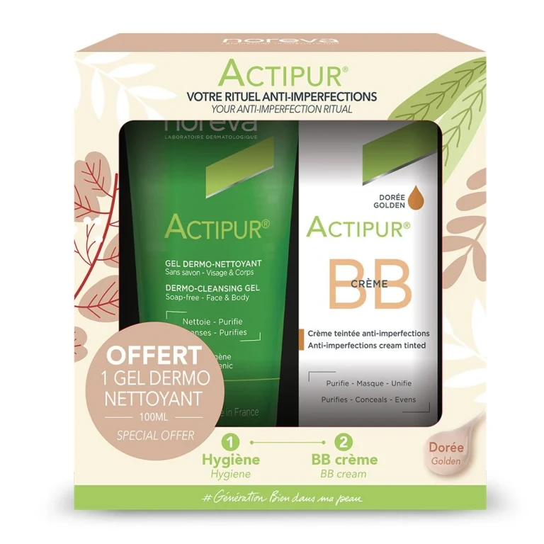 Noreva Actipur - Anti-Imperfection Ritual Set - Golden BB Cream 30ml + FREE Skin Cleansing Gel 100ml