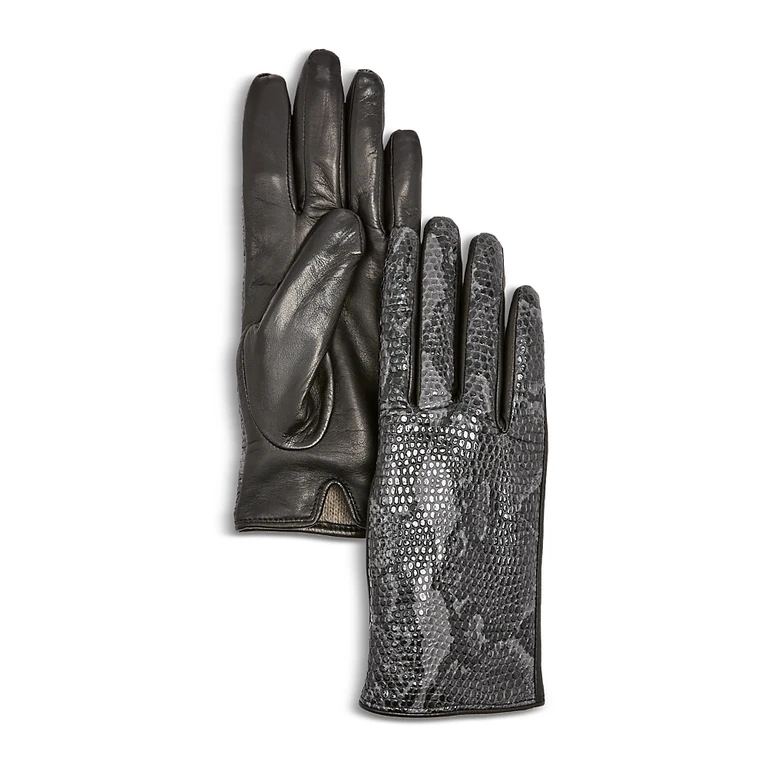 Python Printed Leather Gloves - Exclusive