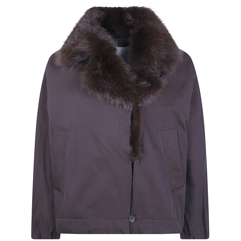 Windbreaker Faux Fur Neck Bomber Jacket