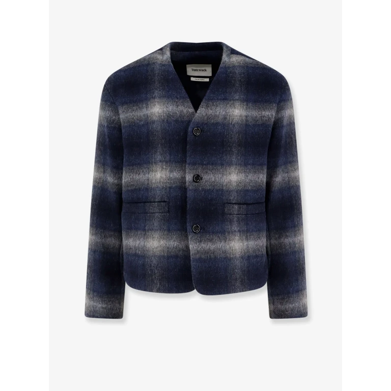 Checked V-Neck Blazer