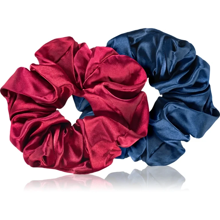 Large satin scrunchie set hair ties pink and purple