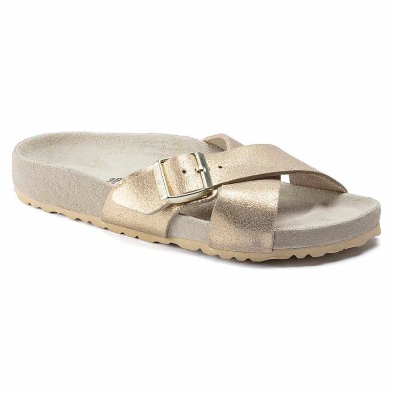 Women's Siena Suede Leather Metallic Taupe Sandals