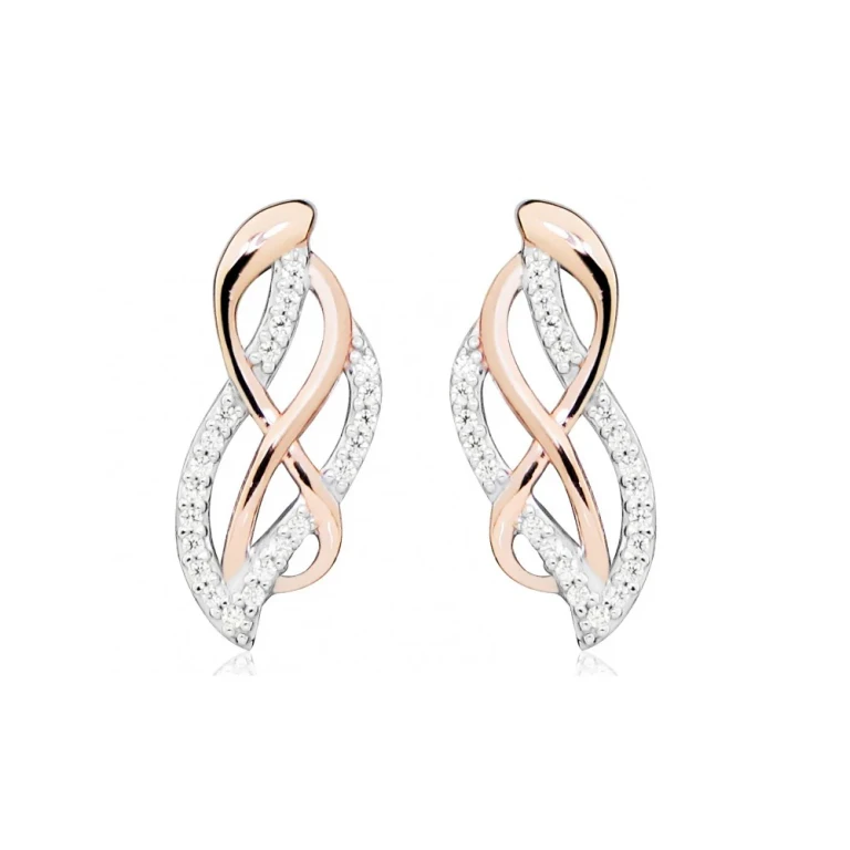 Elegant Two-Tone Earrings with Zirconia Sc434