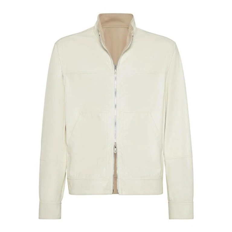 Ivory Leather Zip Jacket