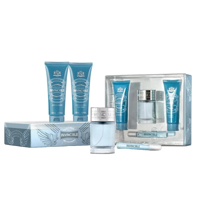 New Brand Set: Invincible Eau De Toilette for Men 100 ml + Invincible Eau De Toilette for Men 10 ml + Invincible Body Wash Gel for All Skin Types 130