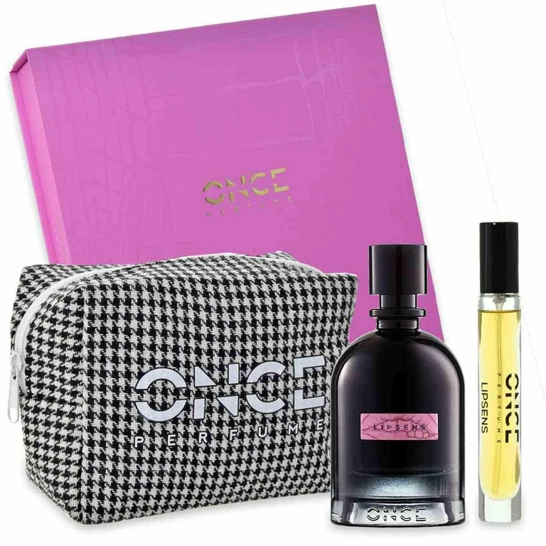 Once Gift Set: Once Perfume - Lipsense Edpi 100 ml + Travel 10 ml + Pouch