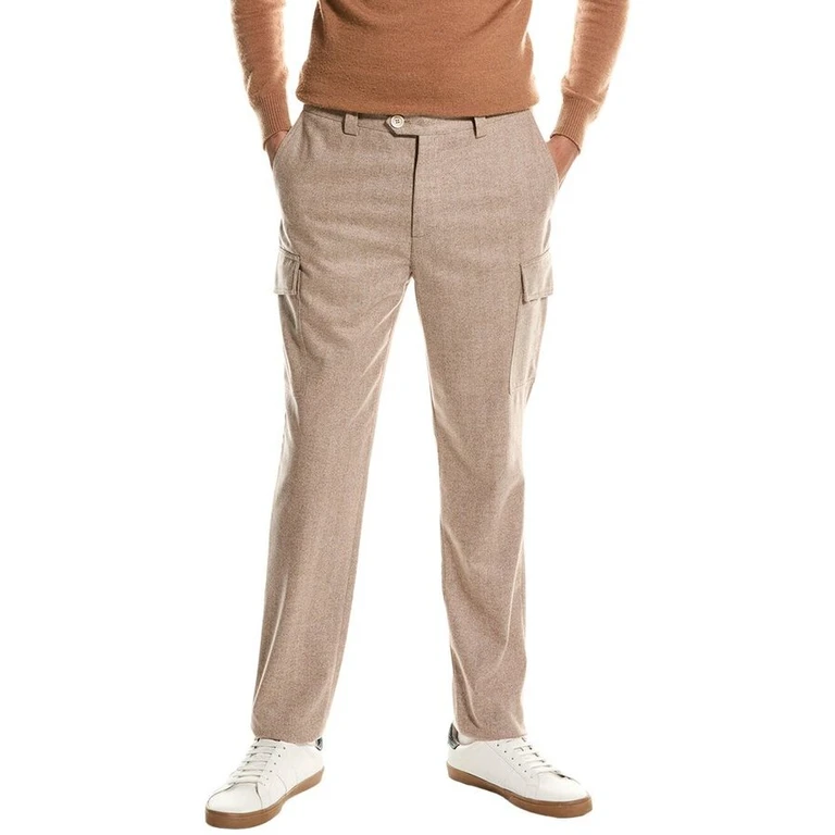 Brown Wool Cargo Trousers