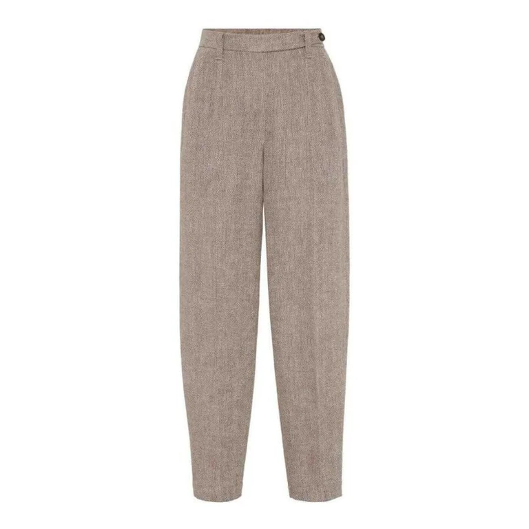 Wolight Brown Linen Tapered Trousers