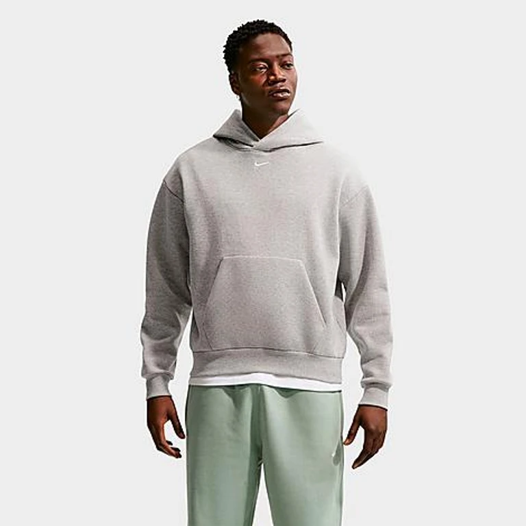 Men's Solo Swoosh Pullover Hoodie in Dark Grey Heather/Sail Size: Small