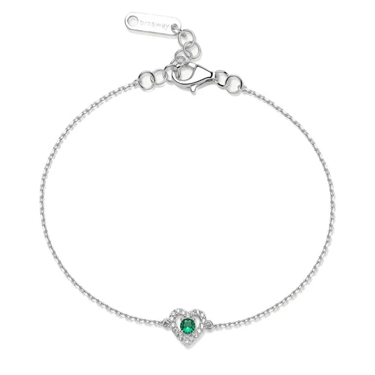 Silver heart bracelet with zirconia Life green Fancy FLG126