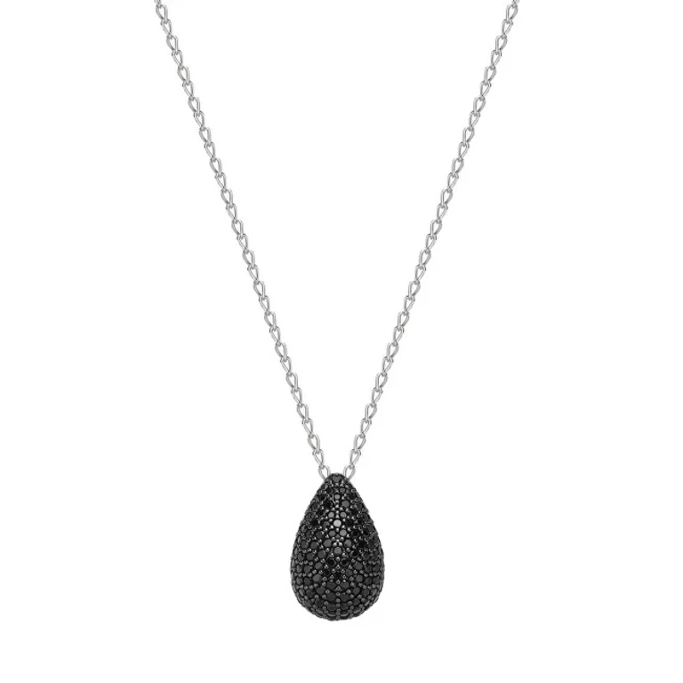 Silver Necklace with Zirconia Tear Drop Mystery Black Fancy FMB121