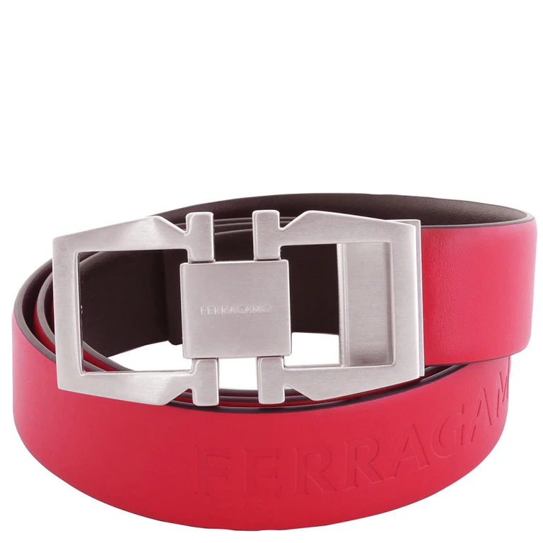 Gancini Buckle Debossed Logo Leather Belt