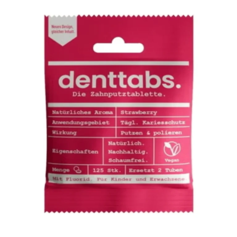 . Strawberry Flavored Toothpaste Tablets with Fluoride 125 pieces.