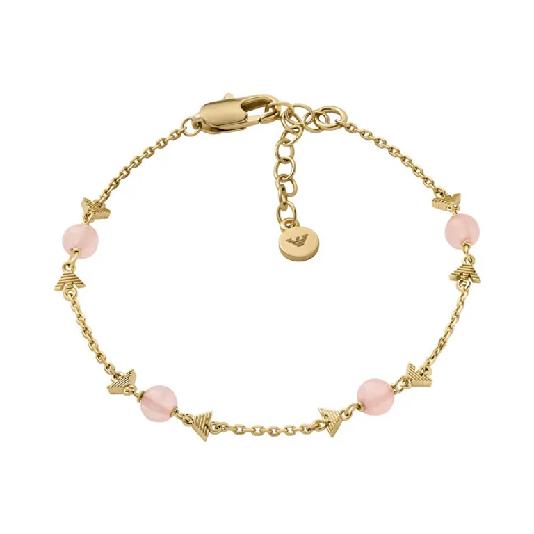 Charming Women's Gold-Plated Bracelet with Rose Quartz Egs3201710