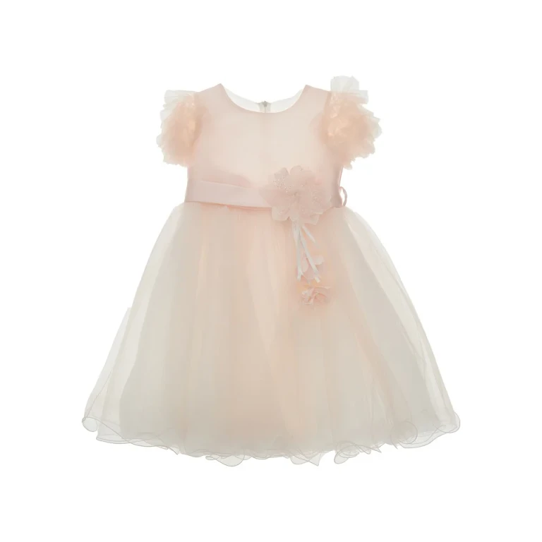 Tulle dress with floral detail and bow Kids 70