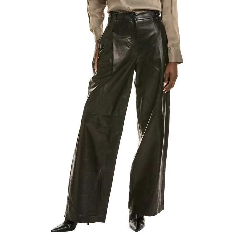 Woblack Leather Wide Trousers
