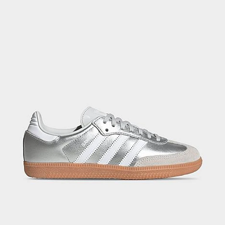 Big Kids Originals Samba OG Casual Shoes in Silver Metallic/White/Gum Size: 3.5