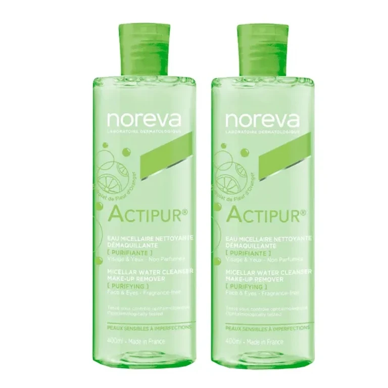Noreva Actipur Micellar Water Cleansing / Make-up Remover / Purifying - PACK of 2x400 ml Pack × 2