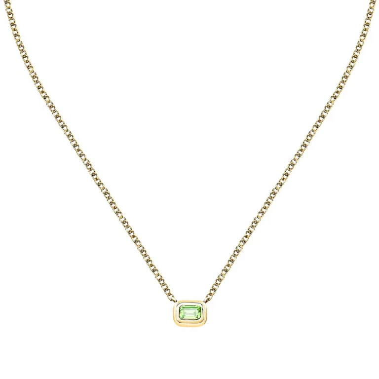 Gold Plated Necklace with Zircon Verde T-Design Tjaxa21