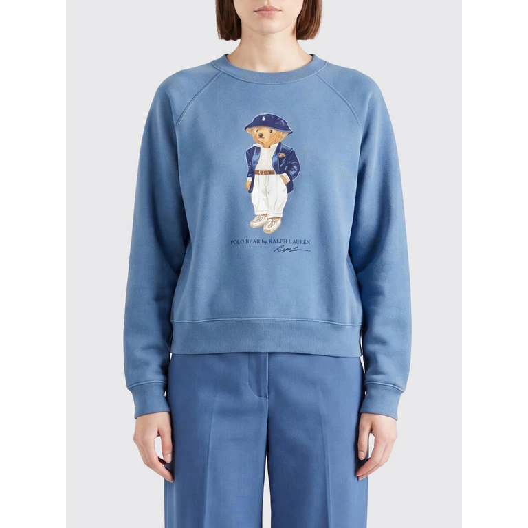 Teddy Bear Print Cotton-Blend Crewneck Sweatshirt (211B17778001)