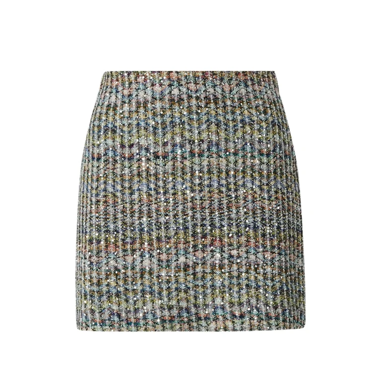 Chevron Viscose-blend Mini Skirt With Sequins