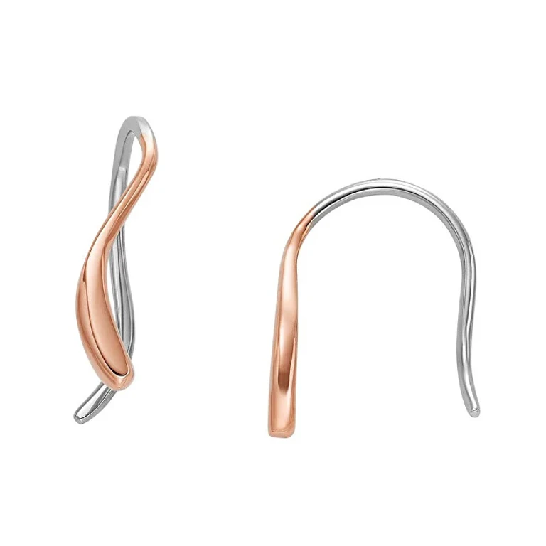 Modern Earrings in Two-Tone Steel Wave Skj1781791