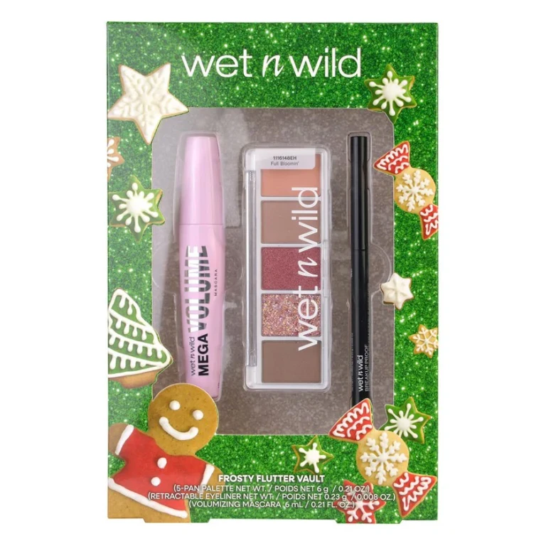 Frosty Flutter Gift Set with Retractable Black Eyeliner, Volumizing Mascara and Eyeshadow Palette in 5 Shades 1 unit