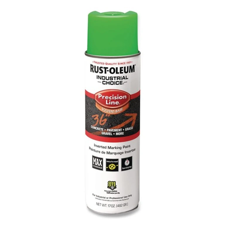 203023V Industrial Choice 17 oz. Aerosol Can Solvent-Based Precision Line Marking Paint - Flat Fluorescent Green (12/Carton)