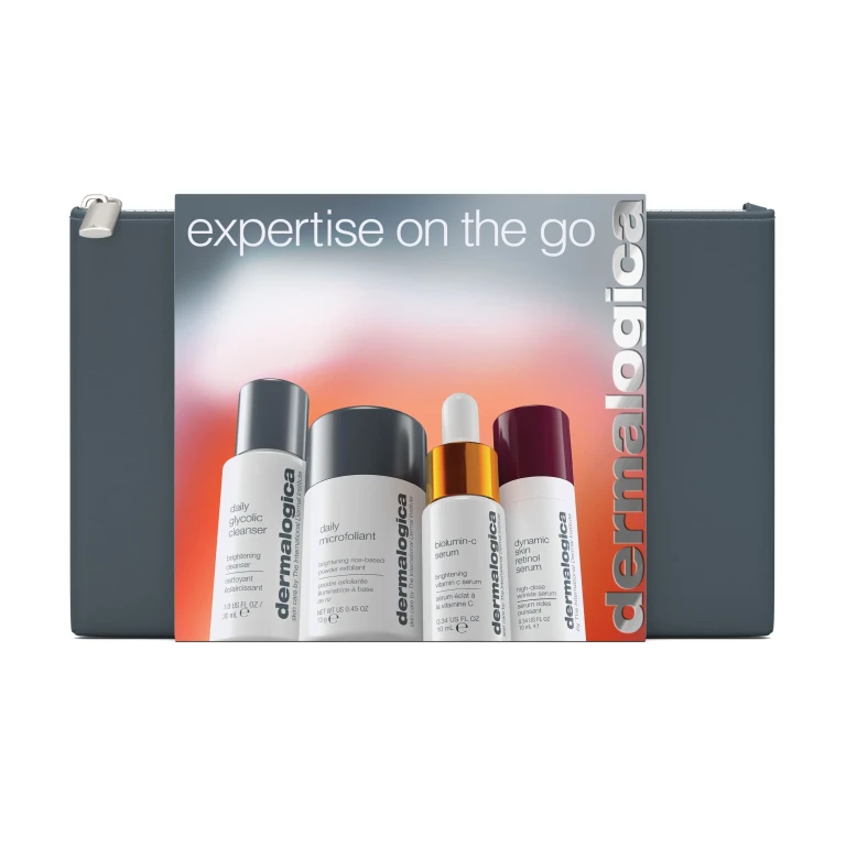 Expertise On The Go Set Complete Skincare with Glycolic Cleansing Gel, Microfoliant Powder, Biolumina-C Serum and Anti-Wrinkle Retinol