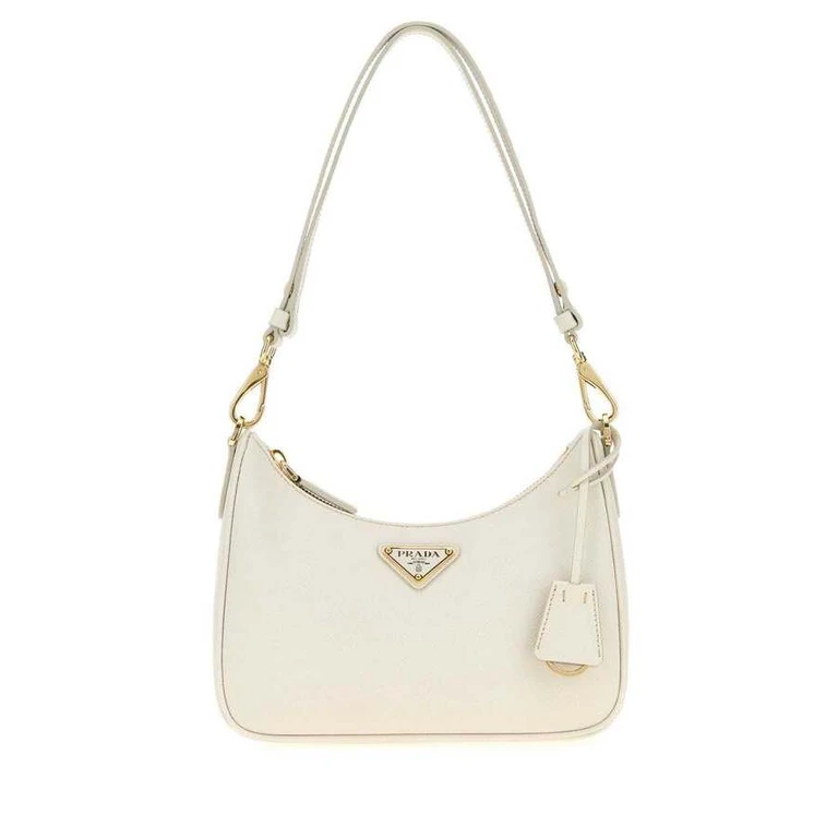 Ivory Leather Mini Prada Re-Edition Shoulder Bag Talco 1 + Oro Borse A Mano