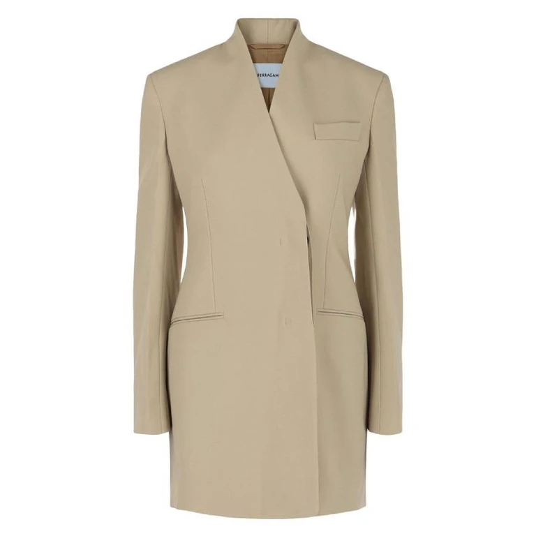 Single-Breasted Fitted Wool Blazer