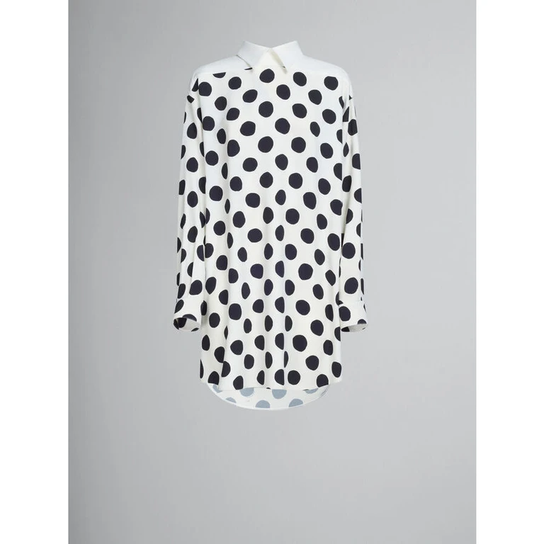 Women'S White Polka Dot Shirt Dress