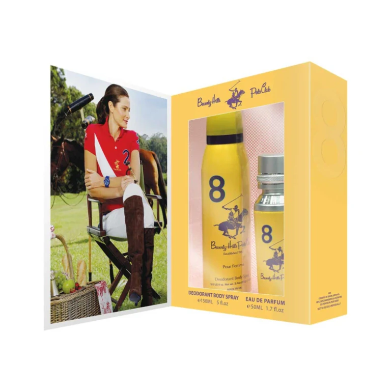 Gift set Beverly Hills Polo Club: 1982 - Sport 8, Eau de parfum, for women, 50 ml + 1982 - Sport 8, antiperspirant, roll-on deodorant, for men, 50 ml