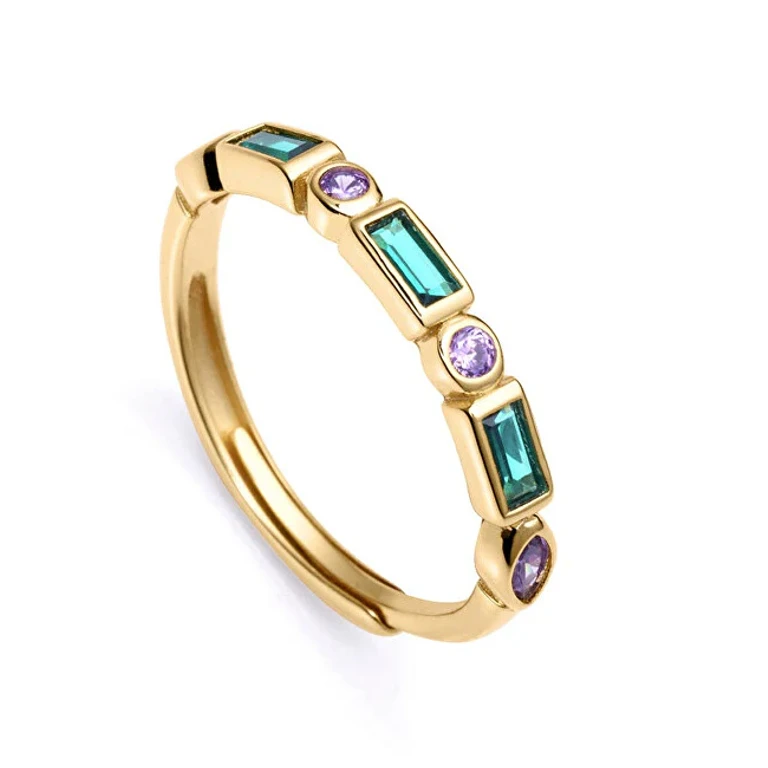Beautiful Gold-Plated Ring with Zircons 9120A0 - Size: 53 Mm