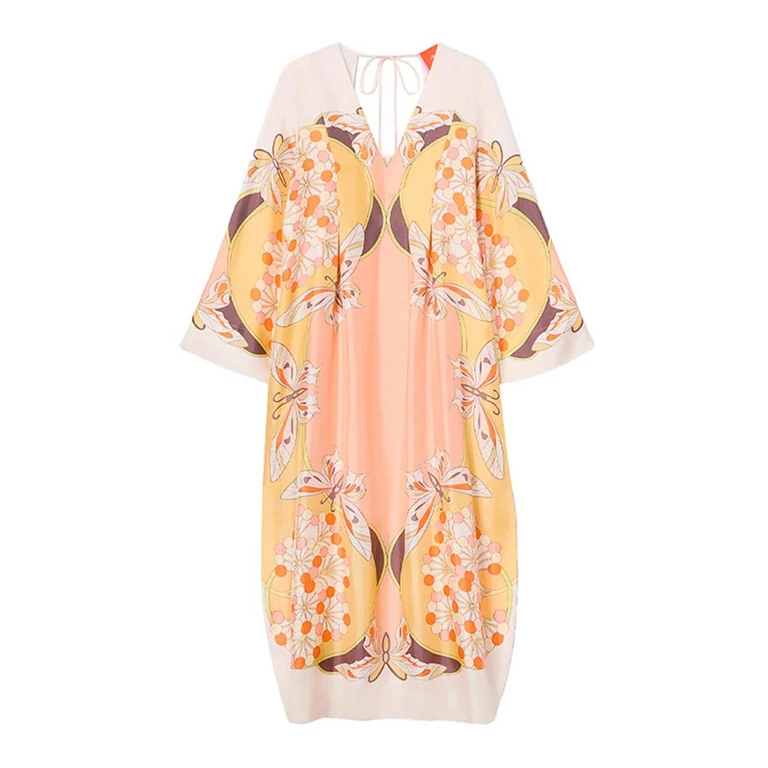 La DoubleJ Robe Au Genou - Vert (DRE1022SIL029FLO08PI03)