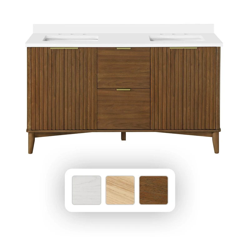 Gabi 60' W x 22' D Freestanding Bathroom Vanity with Sink - Warm Walnut:- Warm Walnut