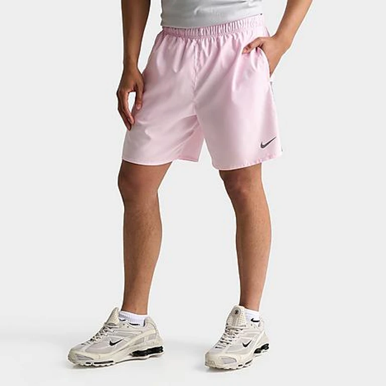 Men's Dri-FIT Challenger Brief-Lined 7" Running Shorts in Pink Foam/Smoke Grey Size: Small