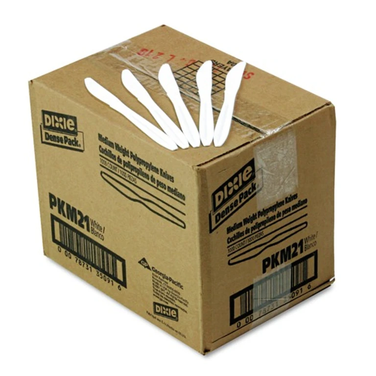 Mediumweight Plastic Knives - White (1000/Carton)