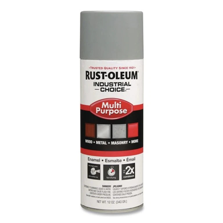 214645 Industrial Choice 1600 System 12 oz. Aerosol Can Multi-Purpose Enamel Spray Paint - Gloss ANSI 61 Light Gray (6/Carton)