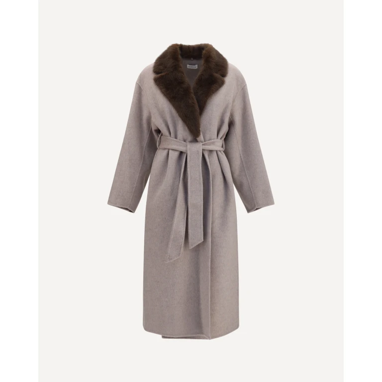 P. A.R. O.S. H. Wool Coat with fur collar and belt Female M