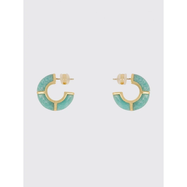 Zellige Brass Hoop Earrings with Crystals (R26E009BLU)