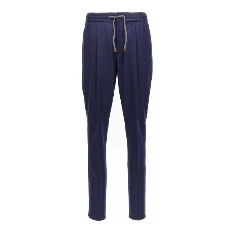 Navy Wool Relaxed Trousers