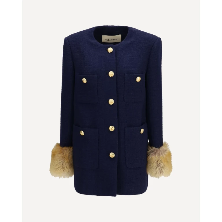 Wool tweed Caban Coat Female 44